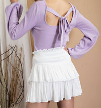 Ee:Some - Penny Puff Sleeve Back Tie Sweater Top