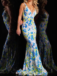 Jovani - V-neck Sequin Dress