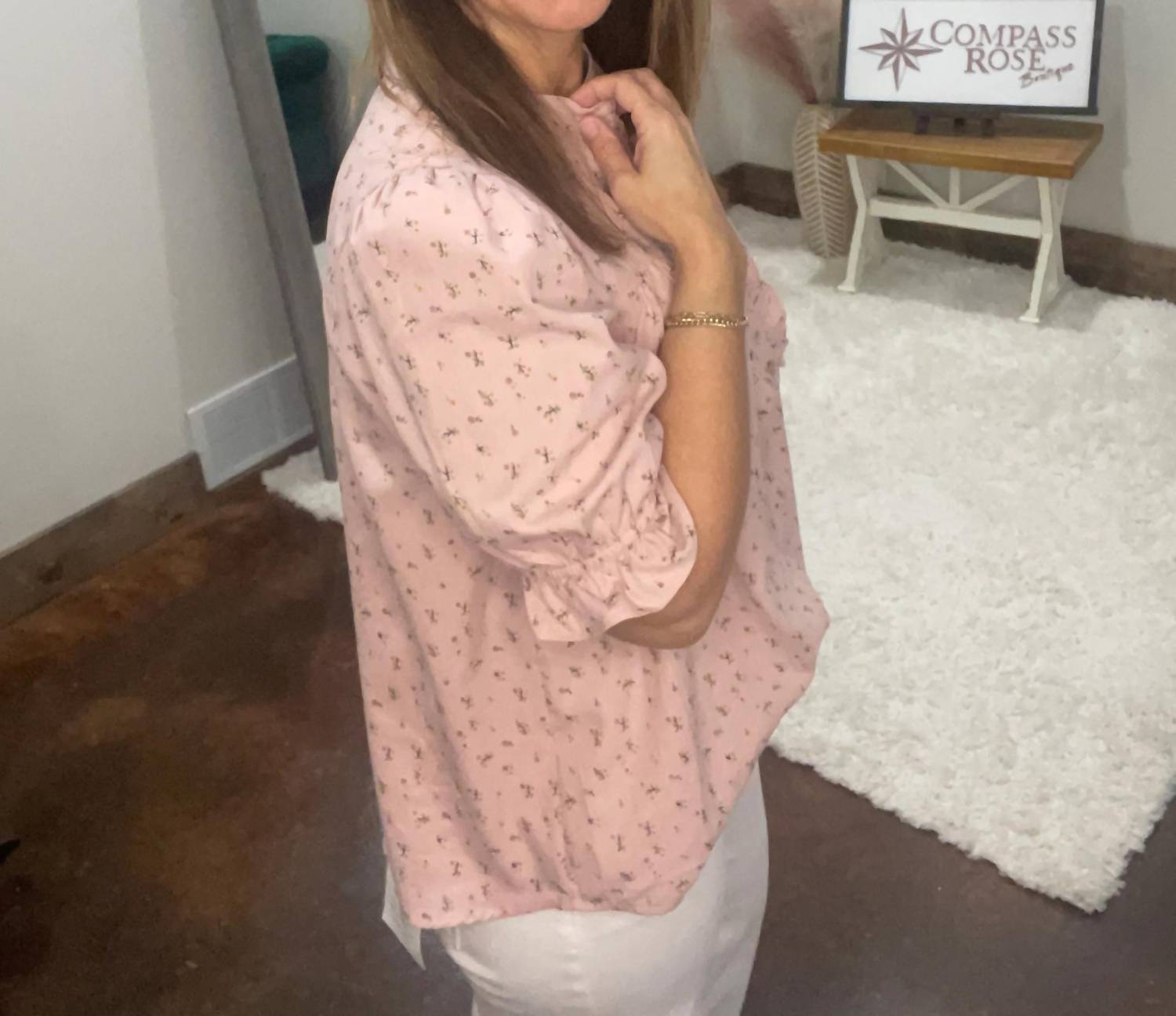 Vine & Love - Ruffle Embellished Floral Shirt