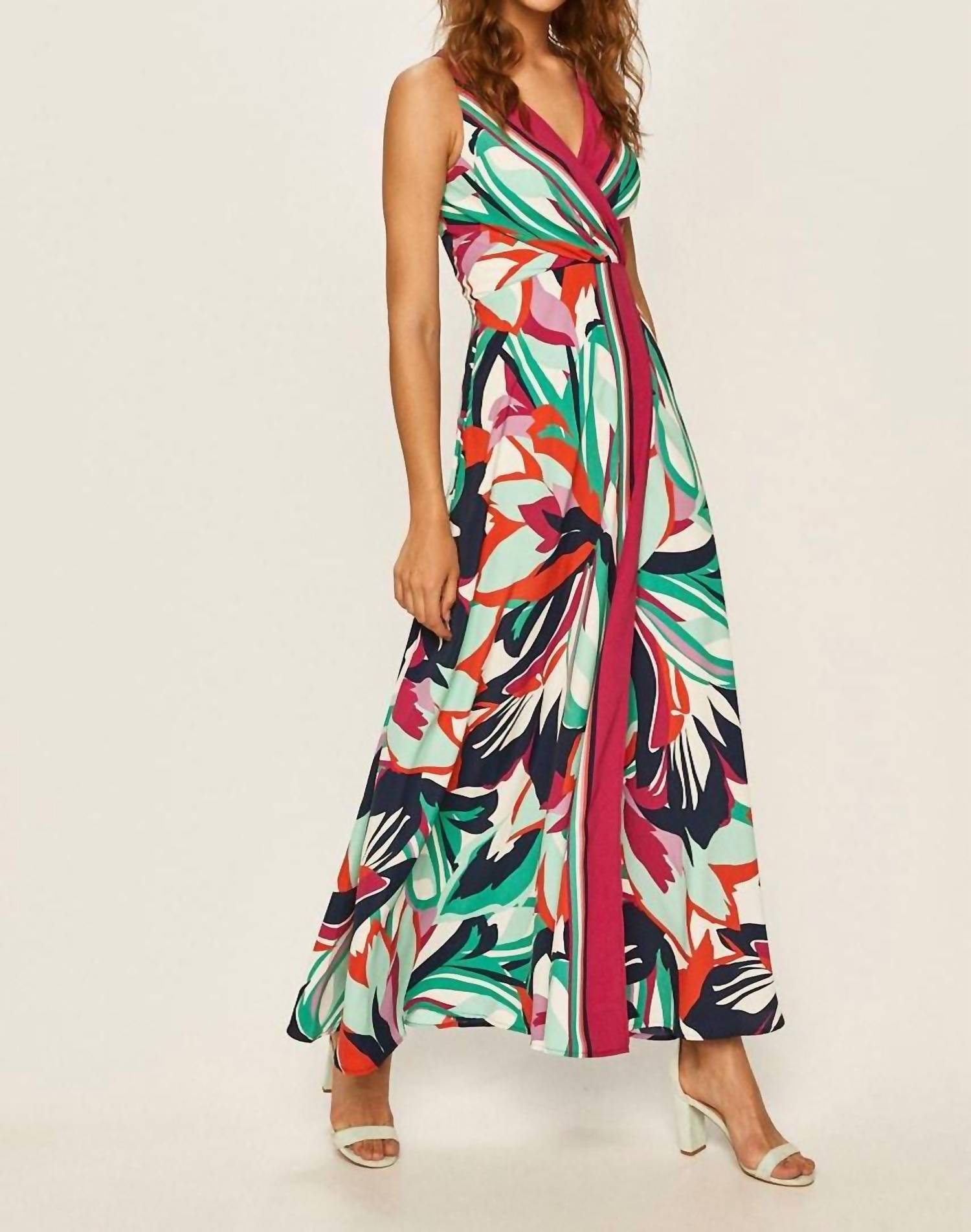 PINCH The Palm Cove Maxi Dress in navy teal - women's dress - detail view