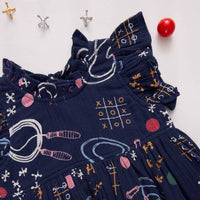 PINK CHICKEN Jennifer Dress in tic tac toe - kids' dress - detail view