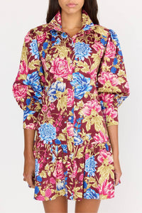 CHRISTY LYNN Emi Mini Dress in carmine floral 1 - women's dress - view 5