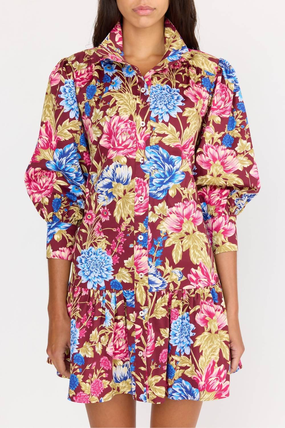 CHRISTY LYNN Emi Mini Dress in carmine floral 1 - women's dress - view 5