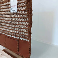 Valentino Garavani Men's Identity Woven Tote Bag Without Detachable Strap in brown beige white - men's bag - view 4
