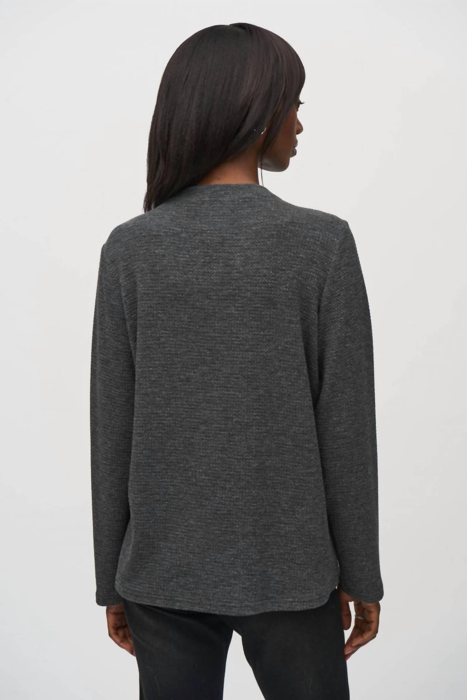 Joseph Ribkoff - Two-tone Color Block Textured Tunic