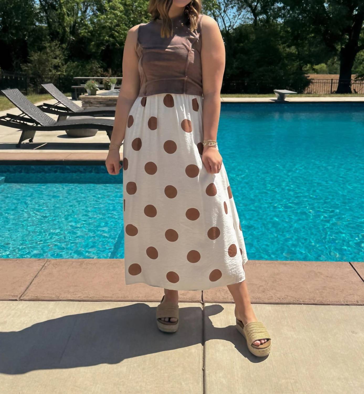 Blu Pepper - Timeless Charm Polka Dot Midi Dress