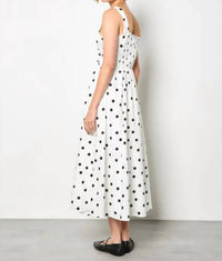 Apricot - Polka Dot Smocked Midi Dress