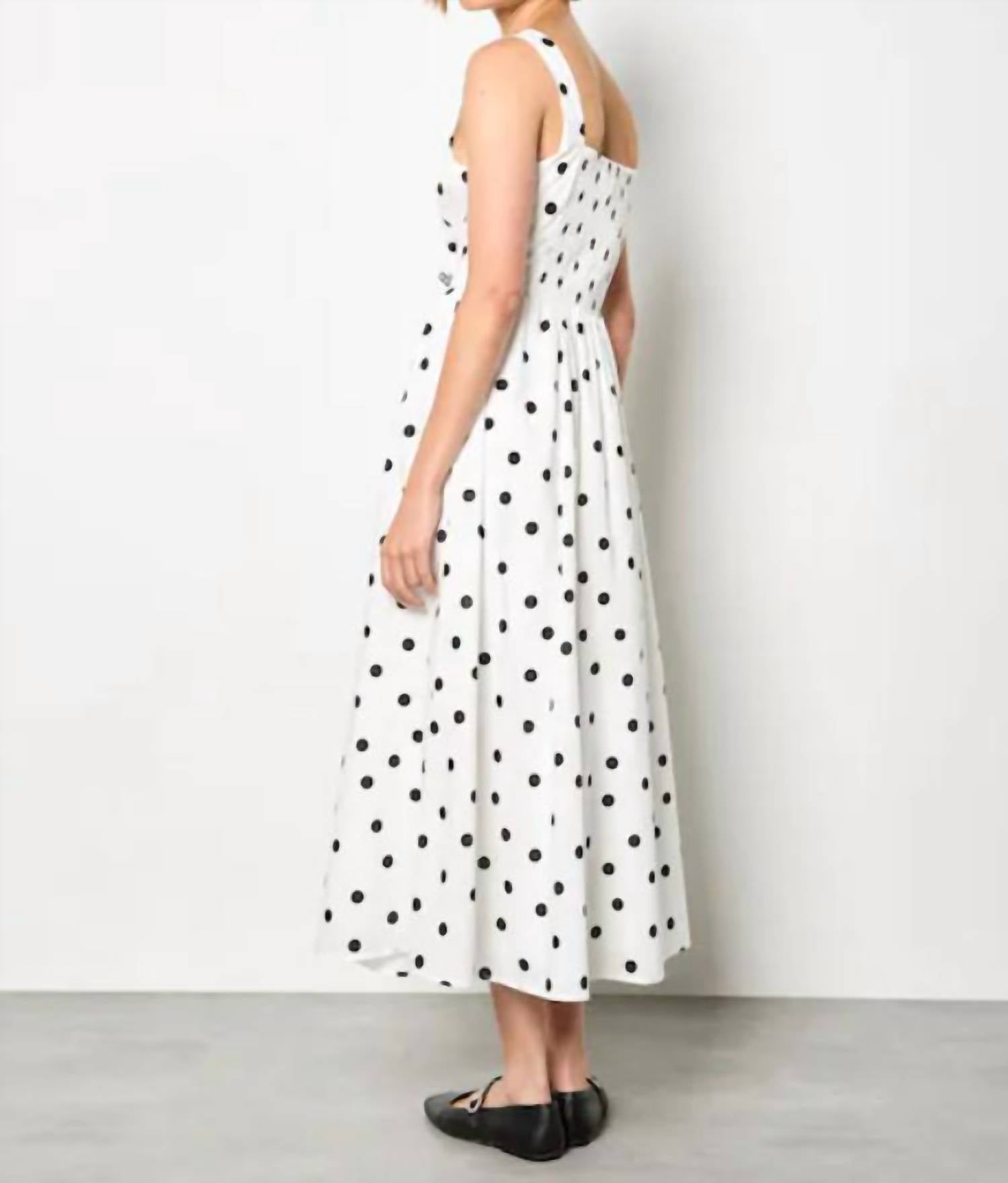 Apricot - Polka Dot Smocked Midi Dress