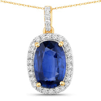 Diana M Jewels Women's Cushion Natural Sapphire Pendant Necklace (2.30 Ct) - Classic Plus in 18k yellow gold - women's jewelry