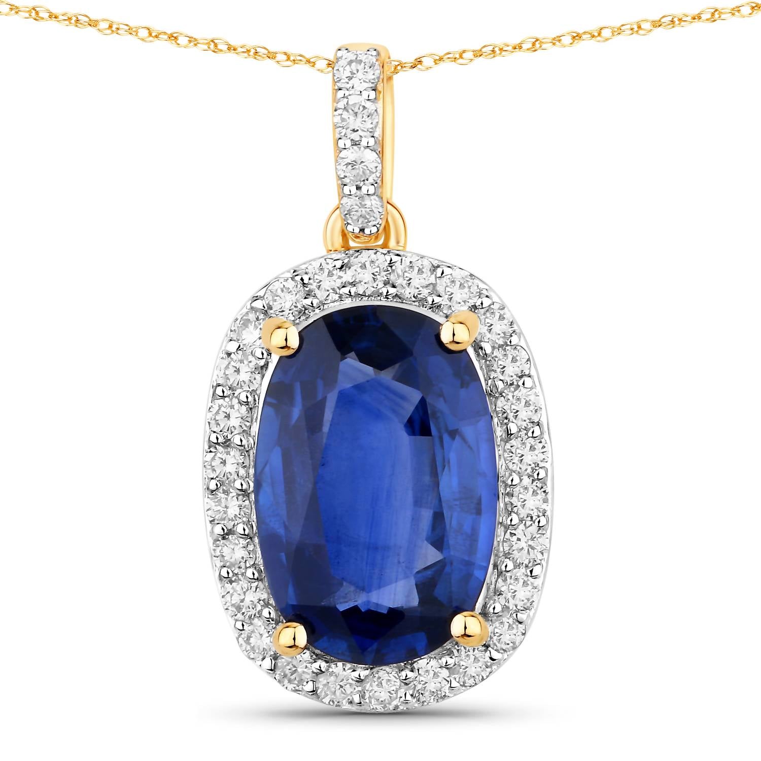 Diana M Jewels Women's Cushion Natural Sapphire Pendant Necklace (2.30 Ct) - Classic Plus in 18k yellow gold - women's jewelry