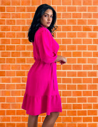 Mlle Gabrielle - Ruffle Hem Wrap Style Dress