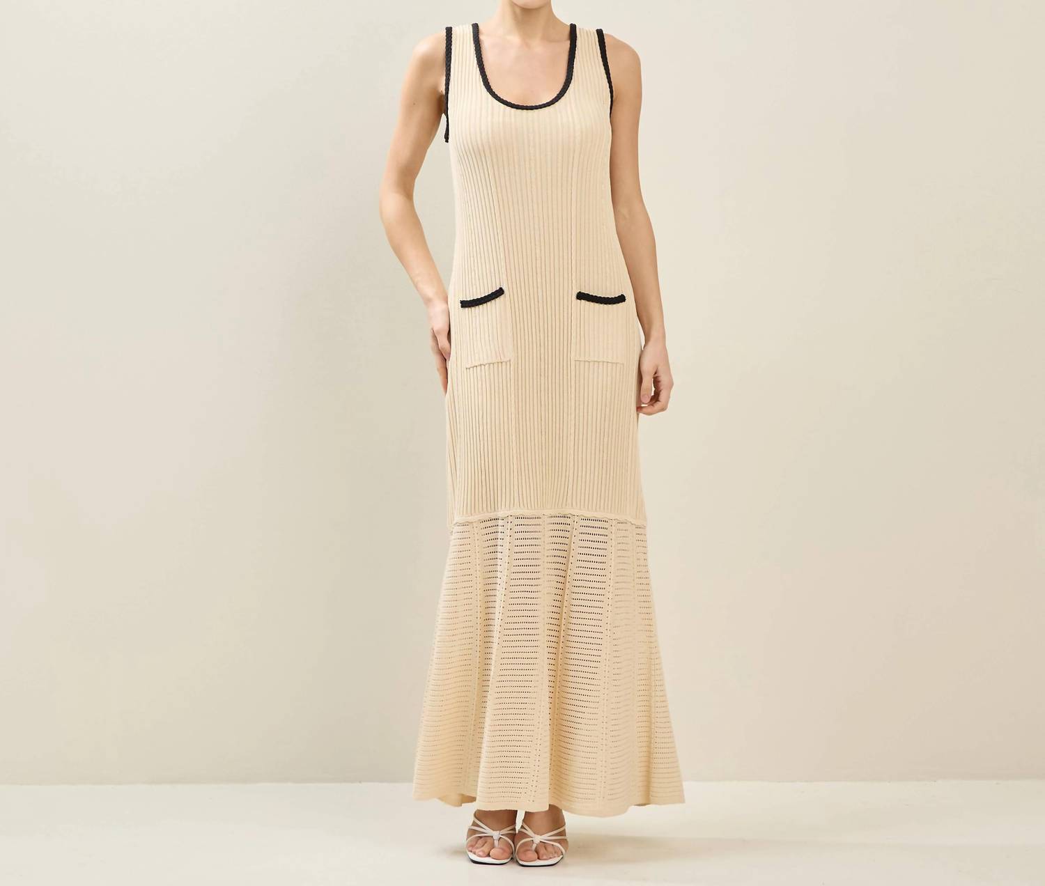 Able - Contrast Trim Knit Maxi Dress