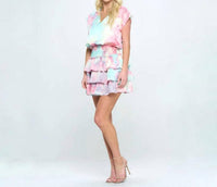 Adrienne - Lily Cloudburst Smocked Waist Mini Dress
