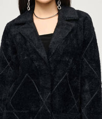 Joseph Ribkoff - Quilted Fuzzy Knit Long Sleeve Coat