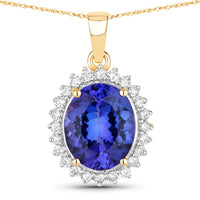 Diana M Jewels Women's Oval Natural Tanzanite Pendant Necklace (4.68 Ct) - Statement in 14k yellow gold - women's jewelry - detail view