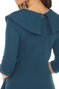 Joseph Ribkoff - 3/4 Sleeve Ruffled High-low Midi Dress