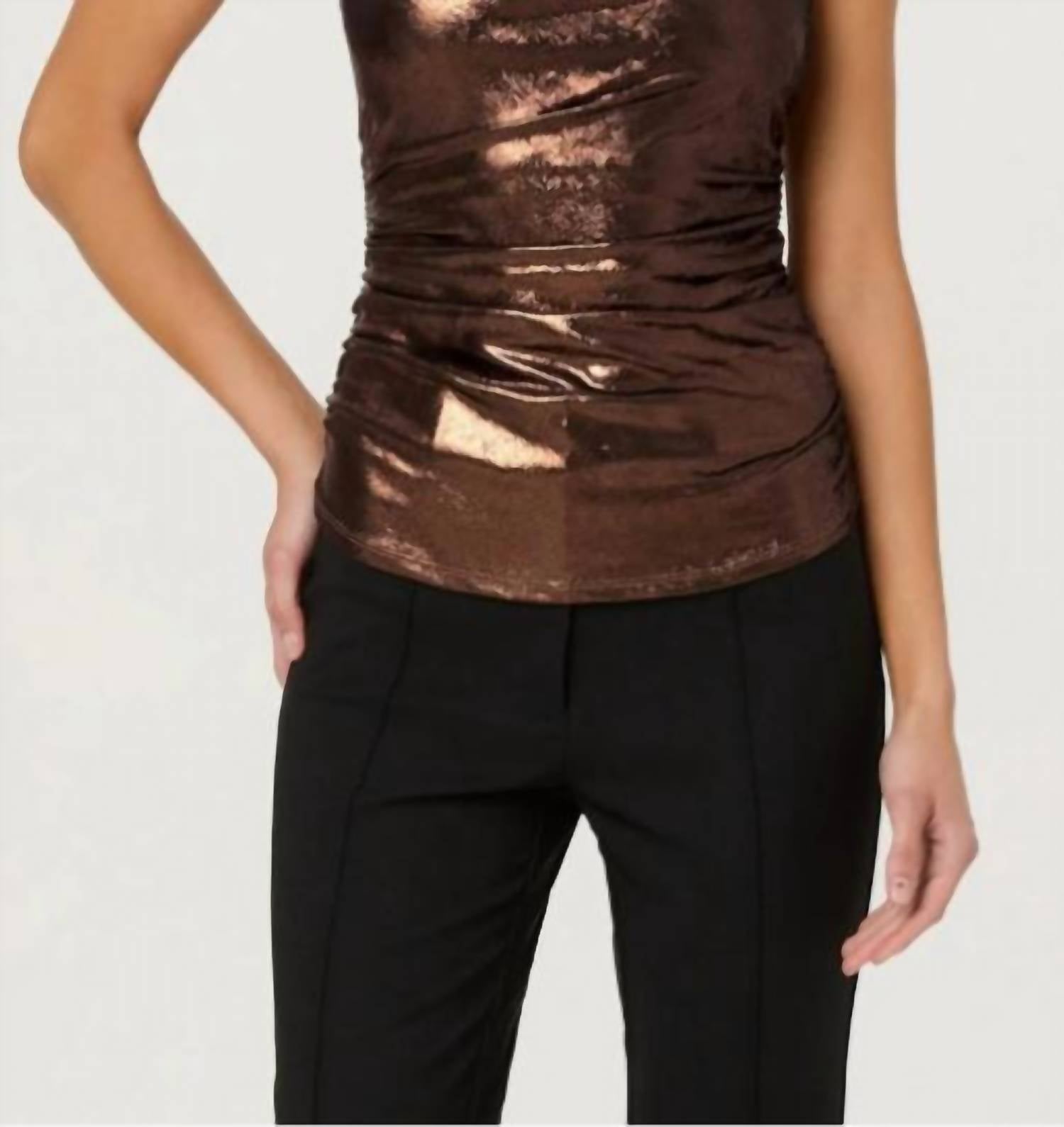 Astr - Leanne Metallic Cowl Neck Top
