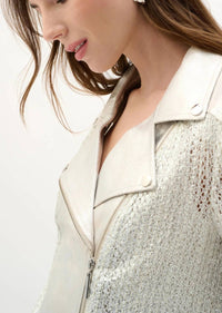 Joseph Ribkoff - Faux Suede Foiled Moto Jacket
