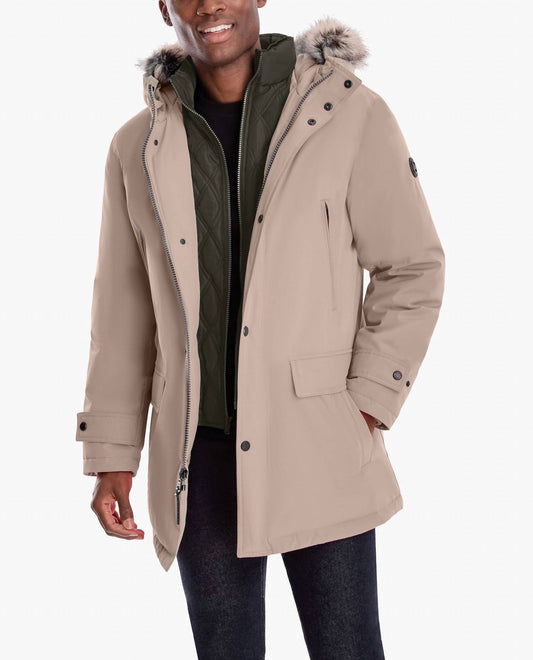 London Fog - Artic Parka With Removable Faux Fur Trim On Hood