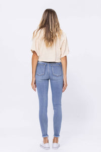 Judy Blue - High Waist Destroyed Button Fly Skinny Jeans