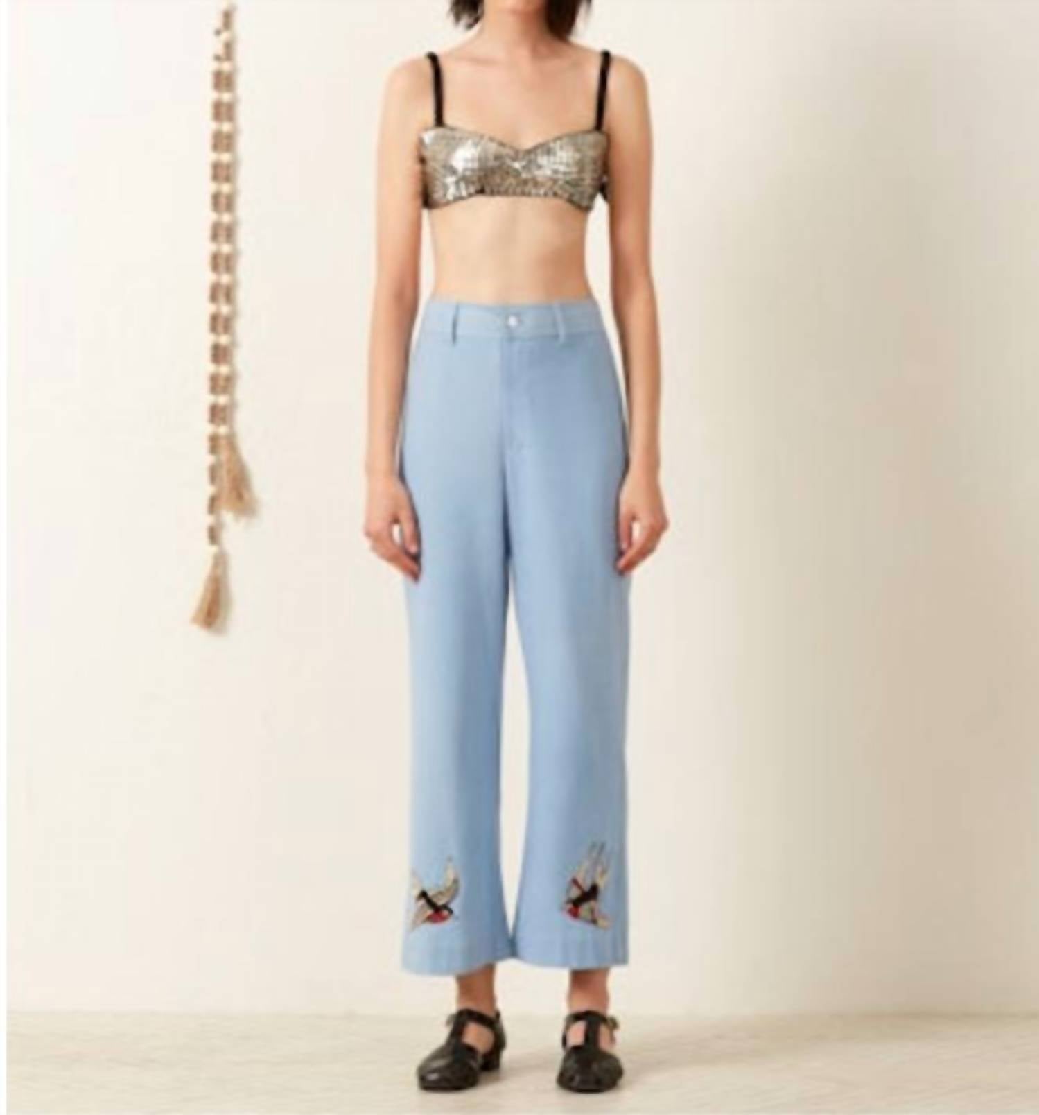 ALIX OF BOHEMIA Paige Swallow Pants in bluejay - women's pants - detail view