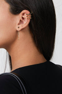 IGGY LONG CHAIN EARRINGS BLACK SPINEL