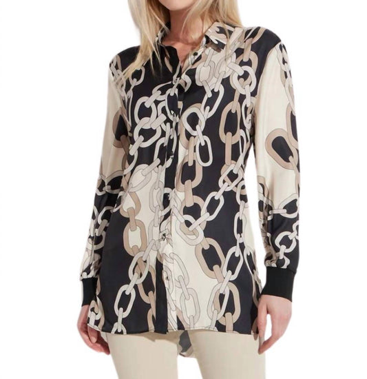 Oolala - Printed Tie Button Down Shirt