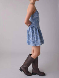 En Saison Opal Mini Dress in tinted denim - women's dress - alternate view