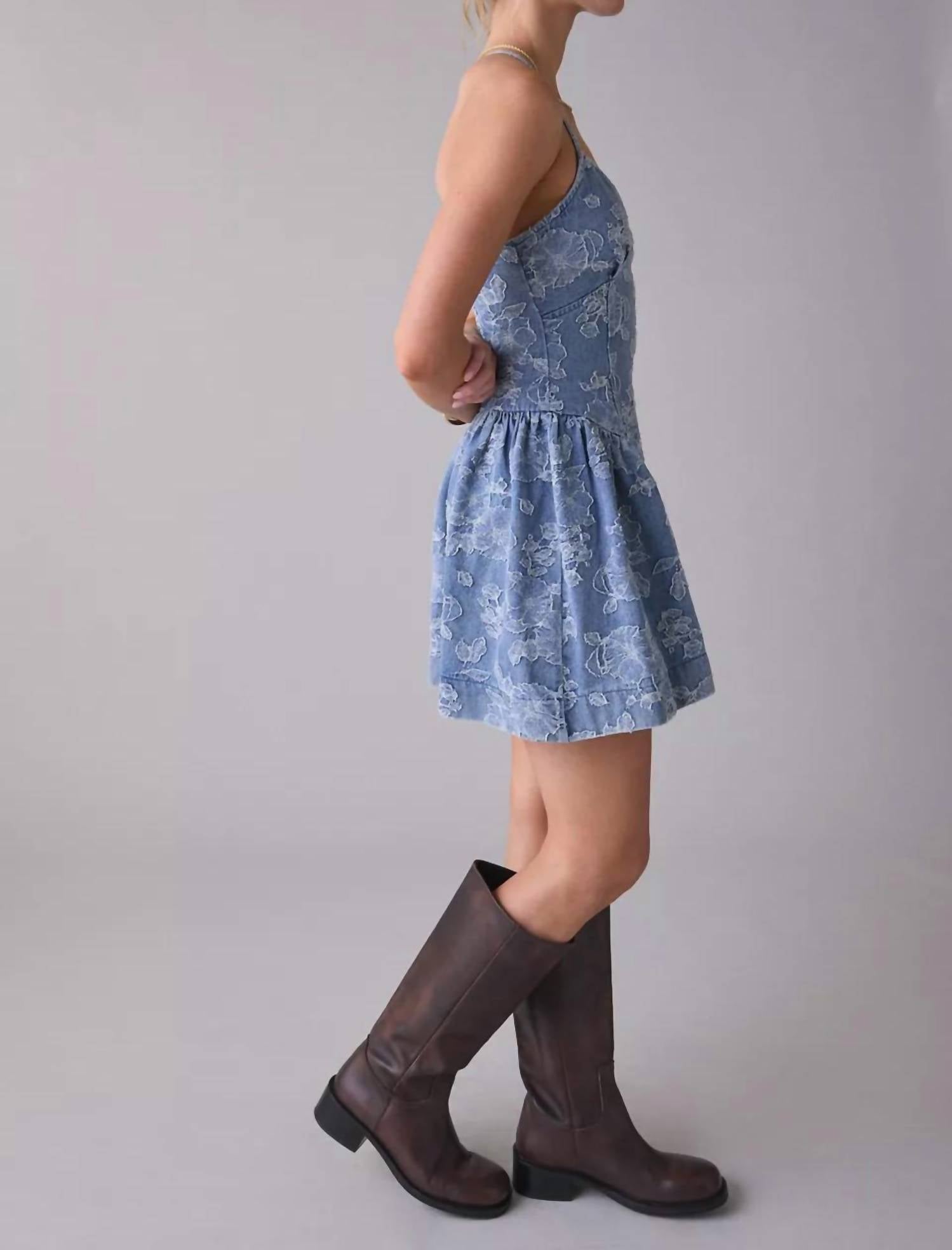En Saison Opal Mini Dress in tinted denim - women's dress - alternate view