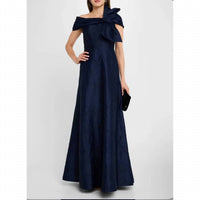 Rene Ruiz Collection - Off-shoulder Floral Embossed Bow Gown Dress