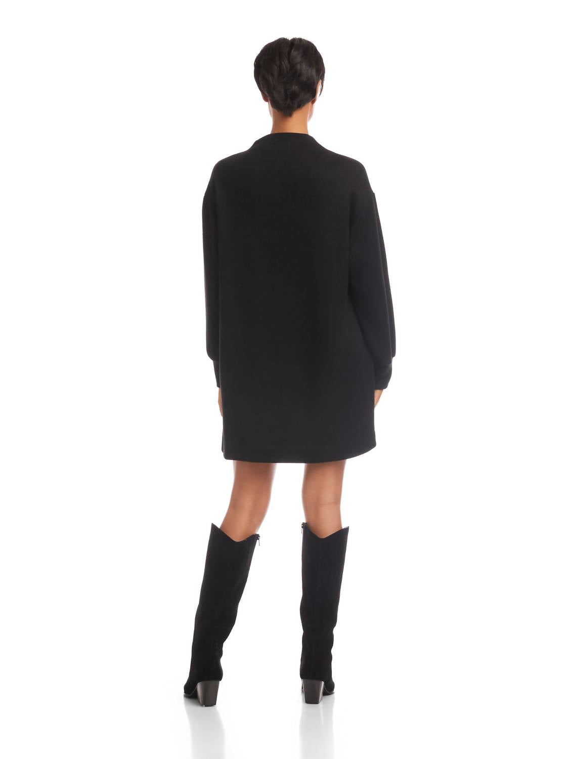 Fifteen Twenty Brenna Mock Neck Dress in black 1 - women's dress - detail view