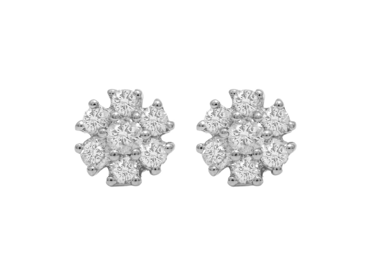 Diana M Jewels - 0.75 Cts Diamond Flower Stud Earrings