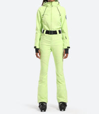 Gsou Snow Women’s Classic Belted Ski Suit in neon green - women's pants