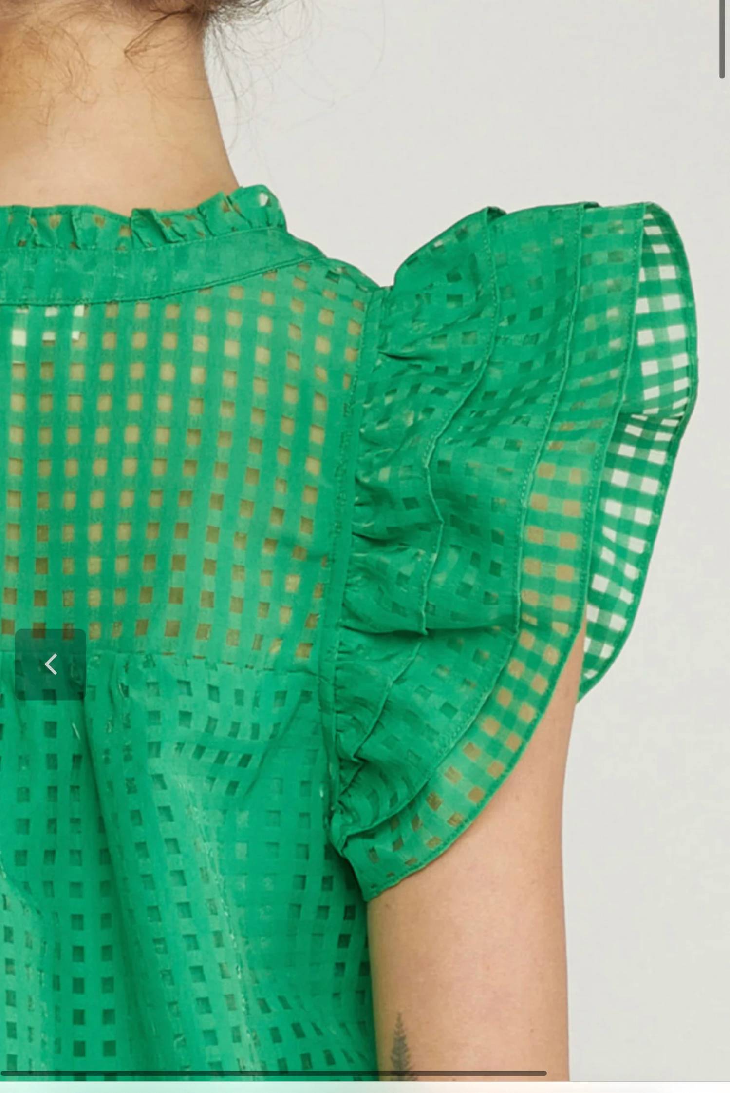 And The Why - Sheer Gridded Baby Doll Ruffled Top