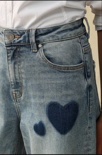 Bayeas - Women's Rosalind Heart Detail High Rise Barrel Jeans