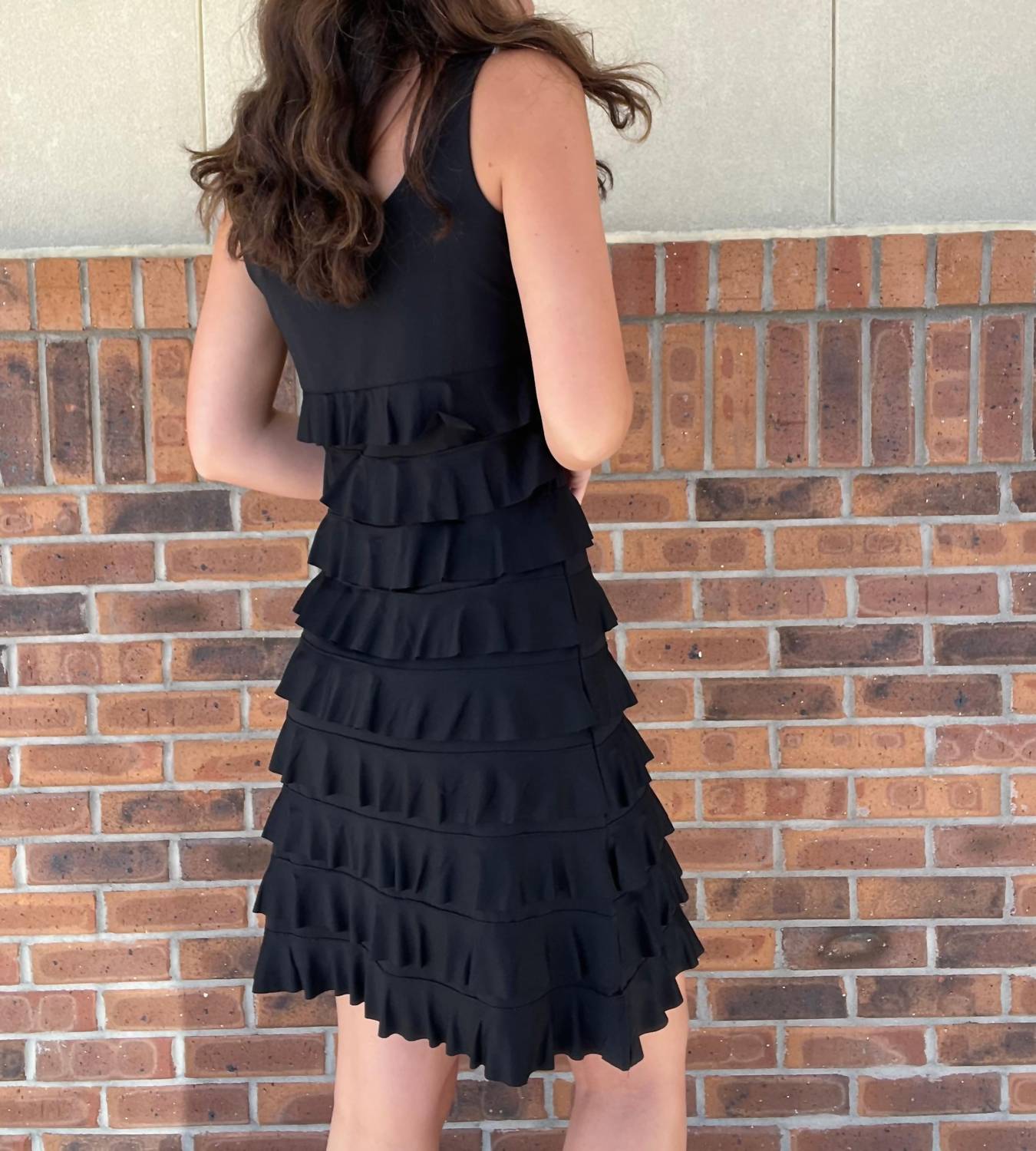 Lulu-B Sleeveless Cha Cha Layer Dress in black - women's dress - detail view