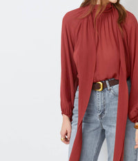Suncoo Lincoln Muslin Blouse in terracota - women's blouse - detail view