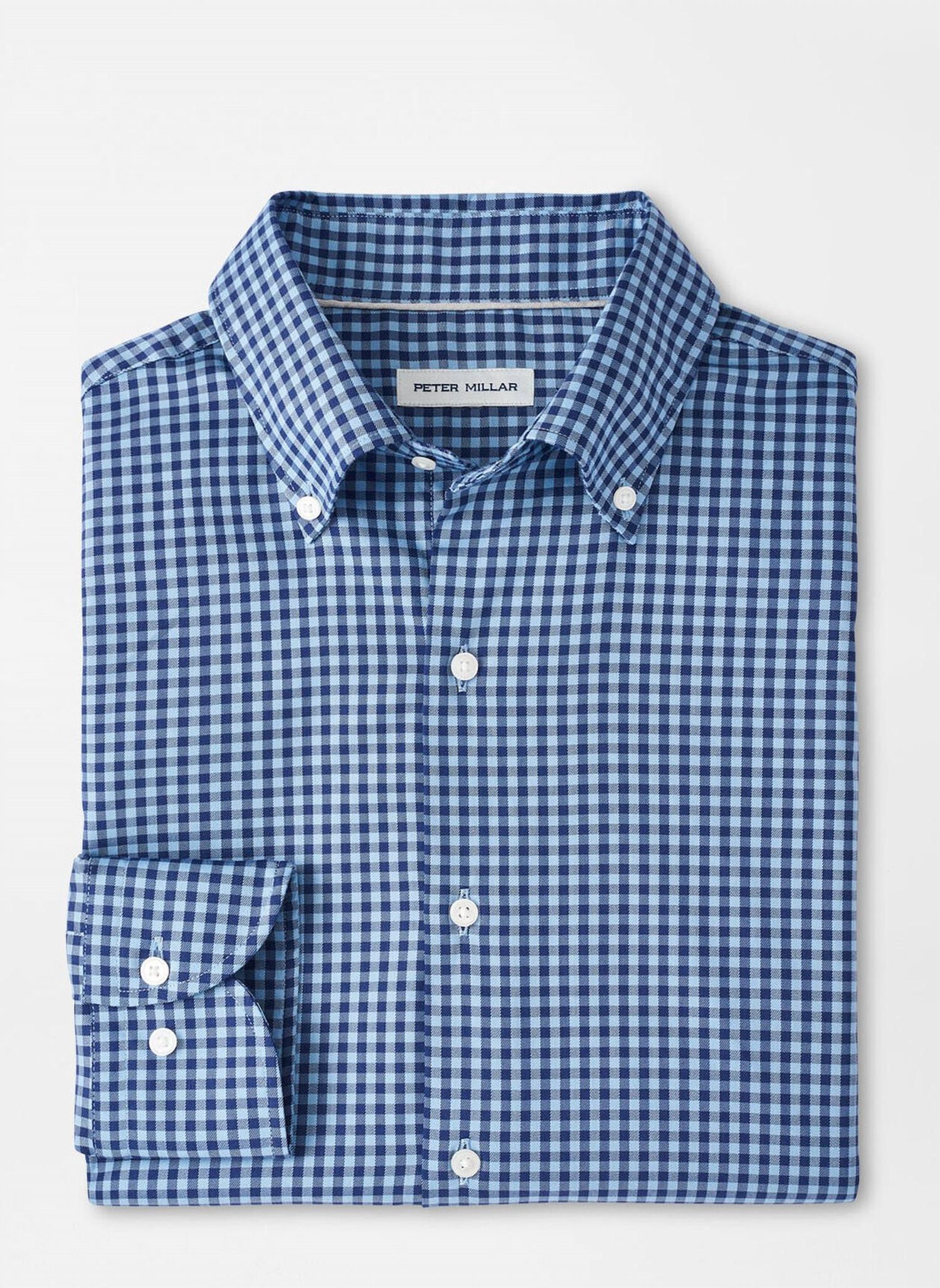 PETER MILLAR Conway Crown Lite Cotton Stretch Shirt in ruddy blue - men's shirt - view 4