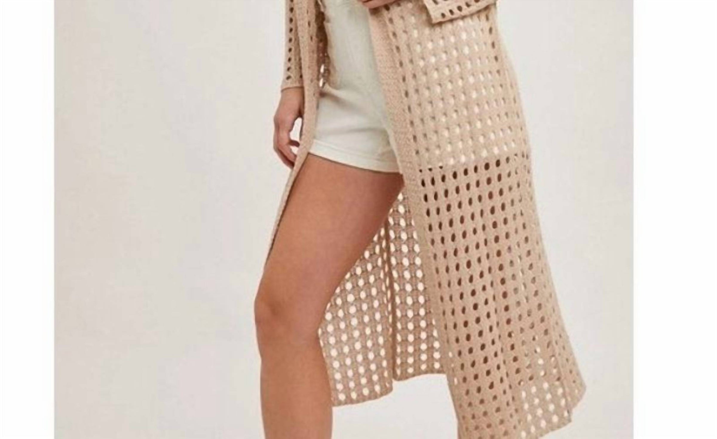 Bluivy - Open Knit Long Line Duster Cardigan