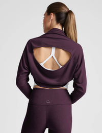 BEYOND YOGA Duet 2-way Convertible Shrug in eggplant purple - women's sweater - alternate view