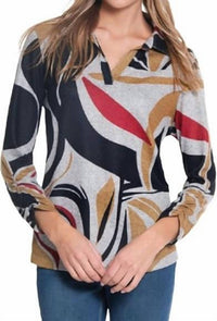 Multiples - V-neck Collar Top