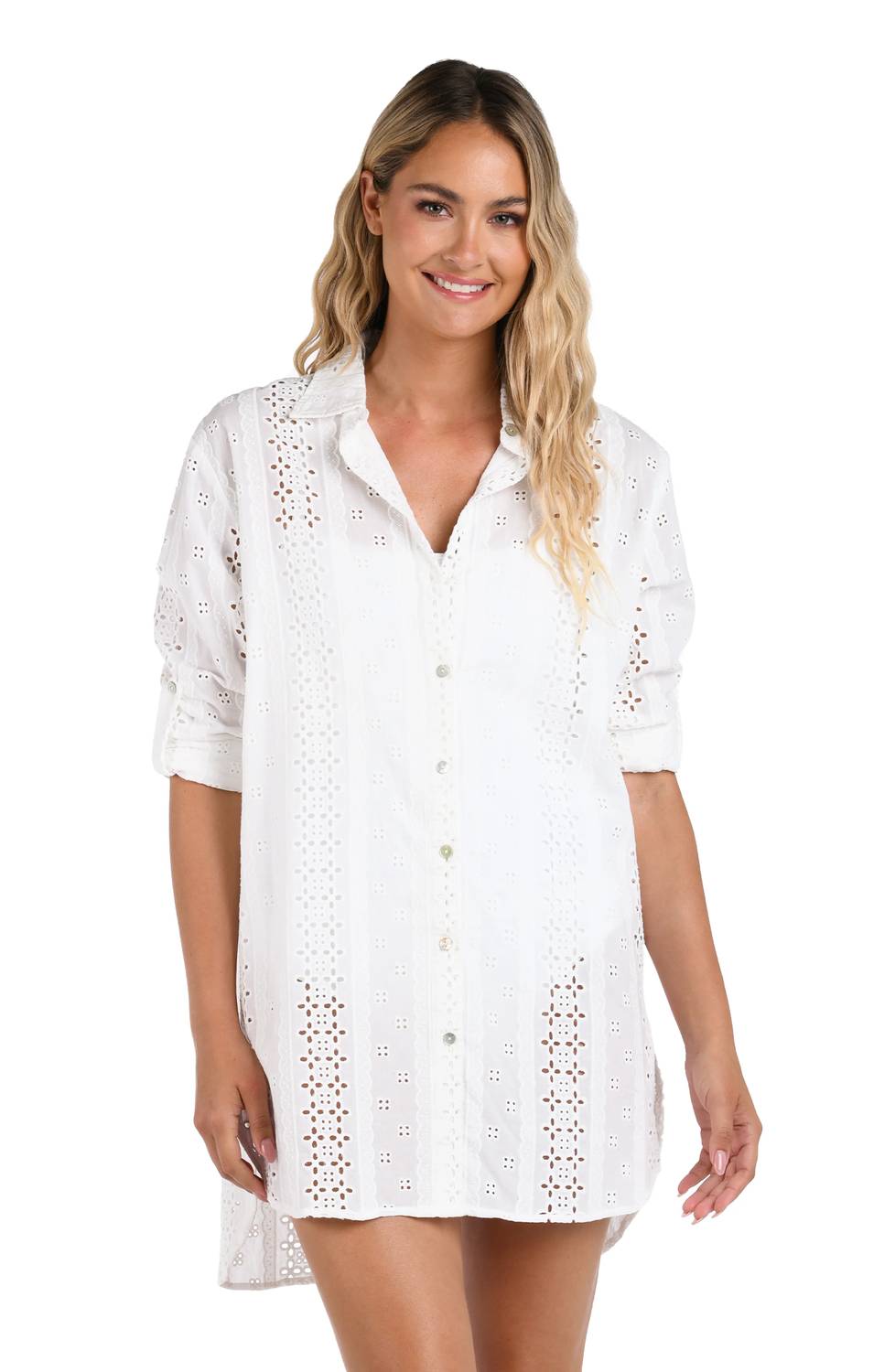 La Blanca - Eyelet Covers Camp Shirt