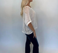 Romi The Brand Azure Crochet Classic Top in white - women's t-shirt - view 4