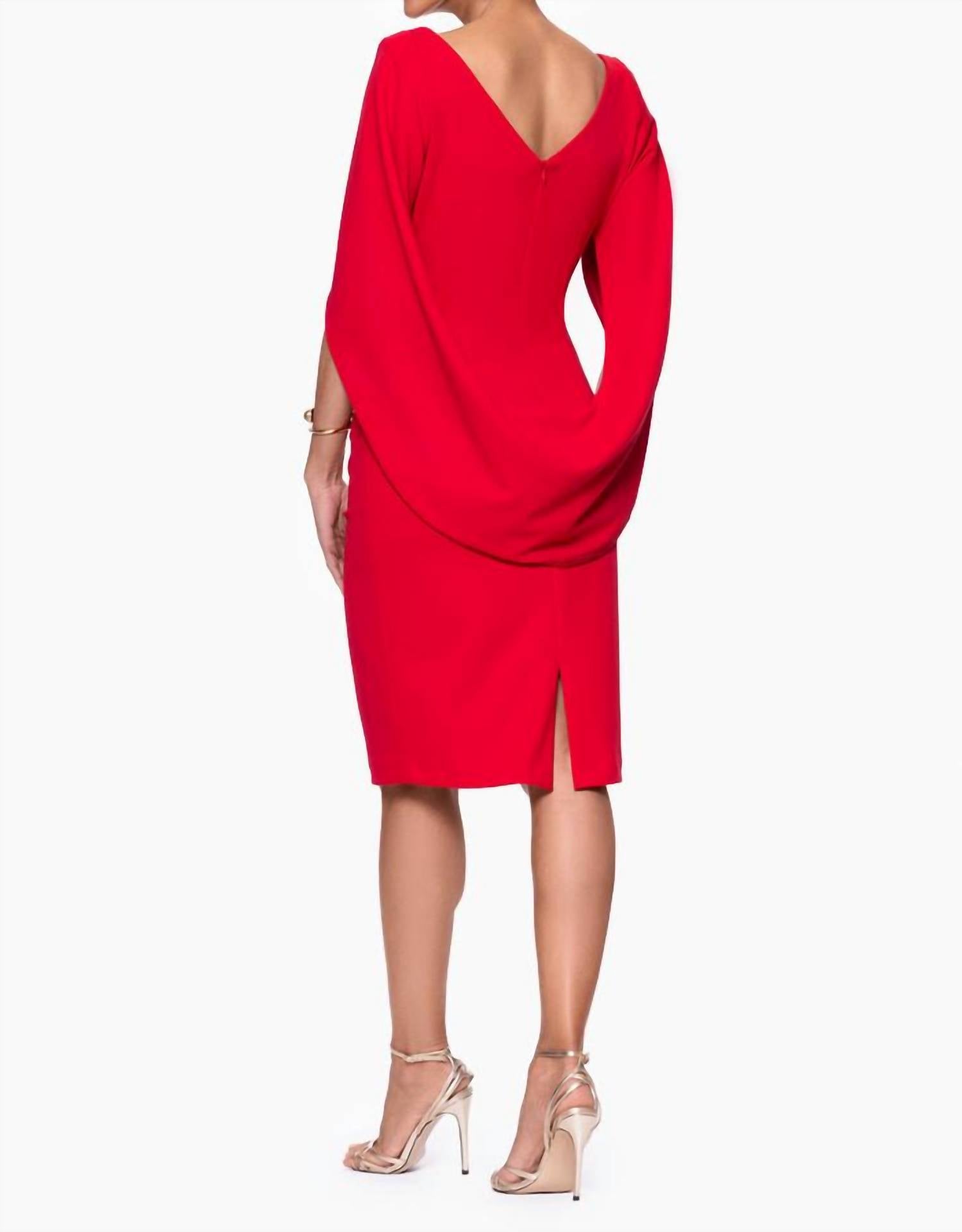 Betsy & Adam - Short Scuba Crape Draped Back Dress