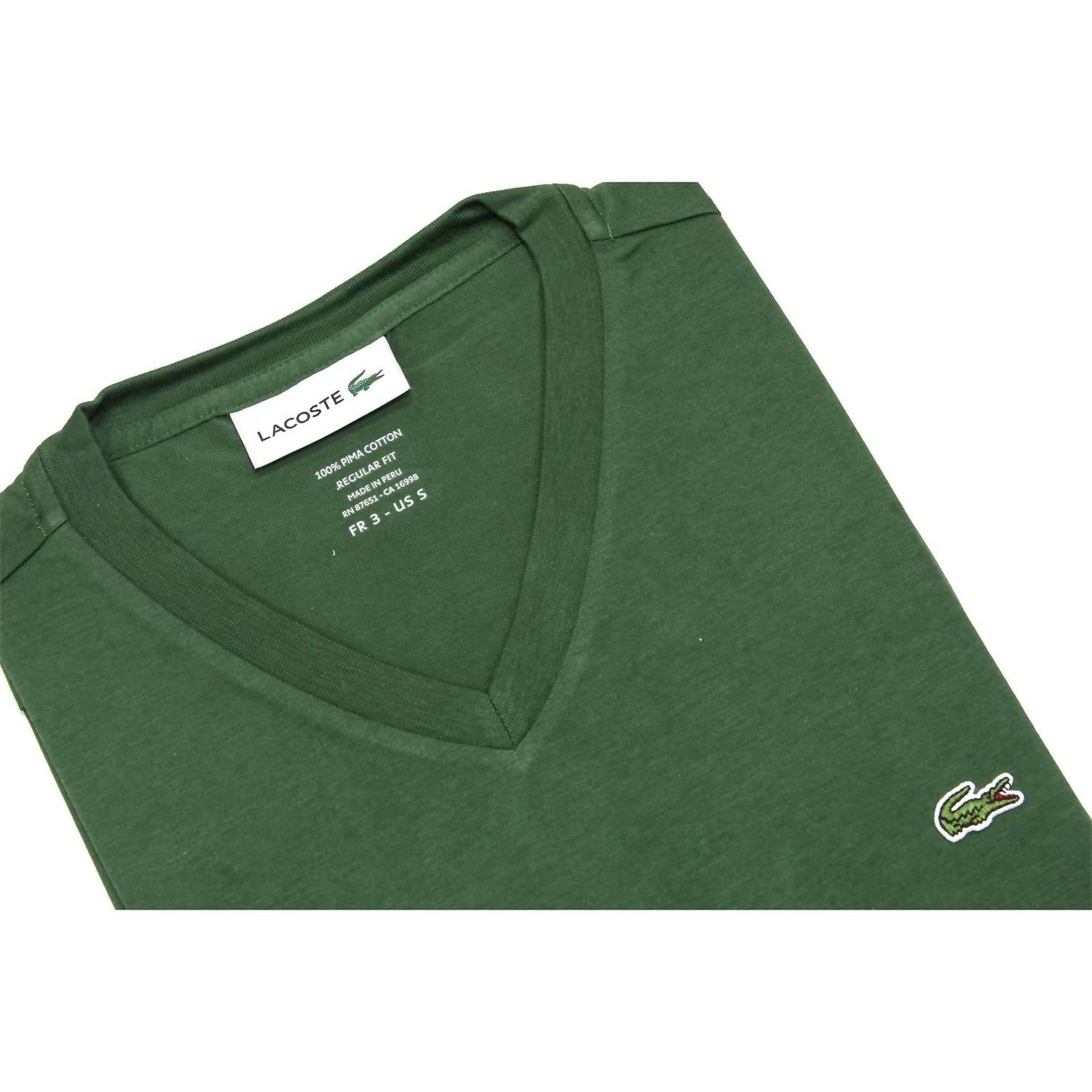 Lacoste - Men's Standard Short Sleeve Pima V-neck Tee