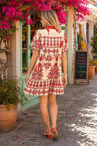 Umgee - Tropical Damask Border Print Mini Dress