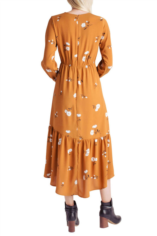 Kensie - Floral Long Sleeve V-Neck Dress