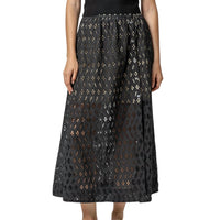 Lilla P Women's Eyelet Side Button Maxi Skirt in black - women's skirt