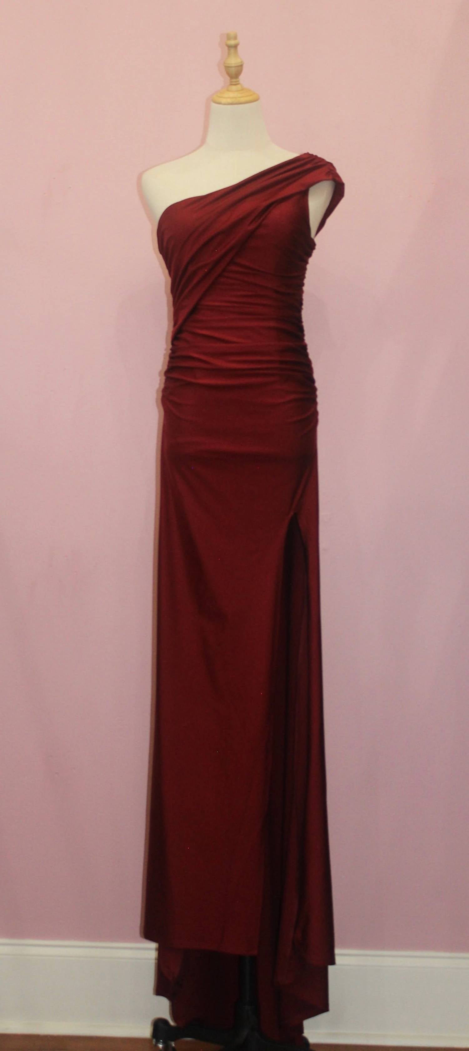 TANTRA Women's One Shoulder Evening Gown in burgundy - women's dress