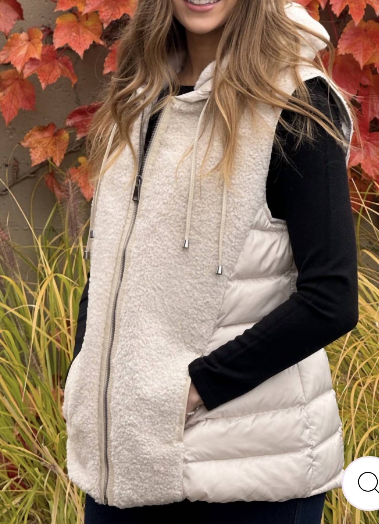 Mitchie'S Matchings - Shearling puffer vest with fox collar
